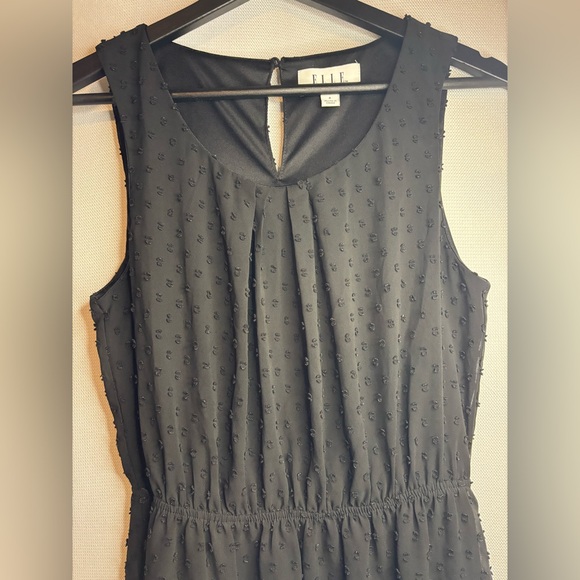 Elle Black Dress w/ Embroidered Polka Dots - Picture 2 of 12